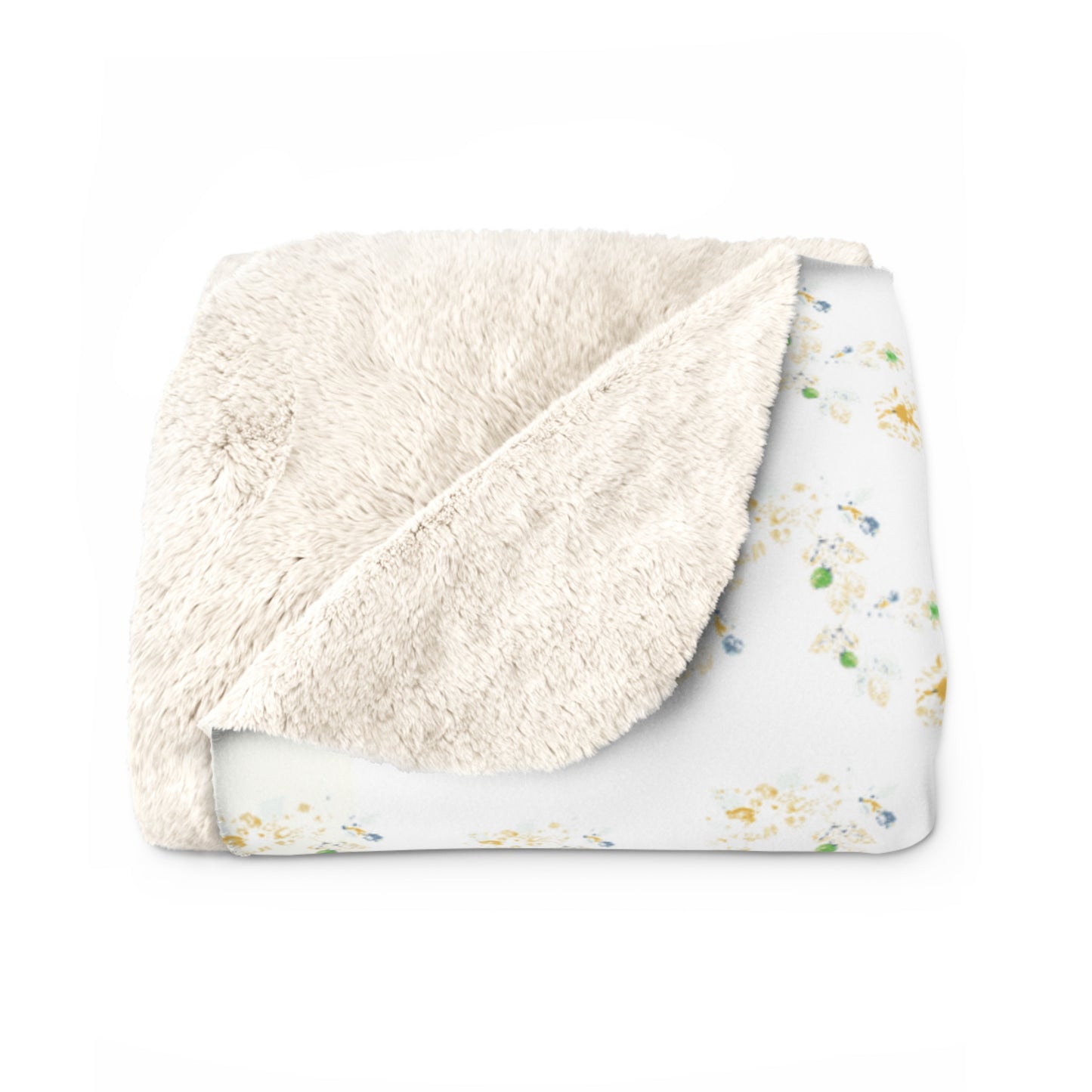 Sherpa Fleece Blanket - Butter Yellow Berry Vine Design