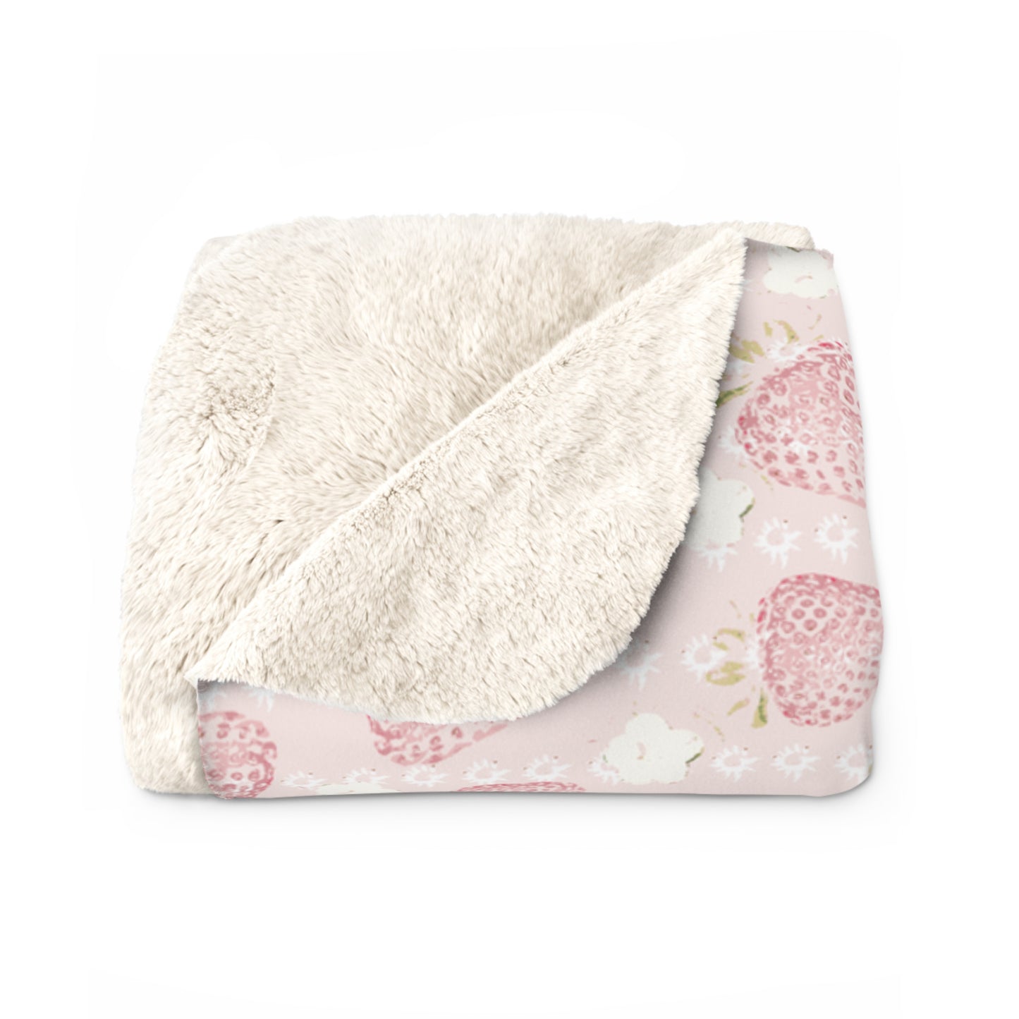 Retro Strawberry Sherpa Fleece Blanket