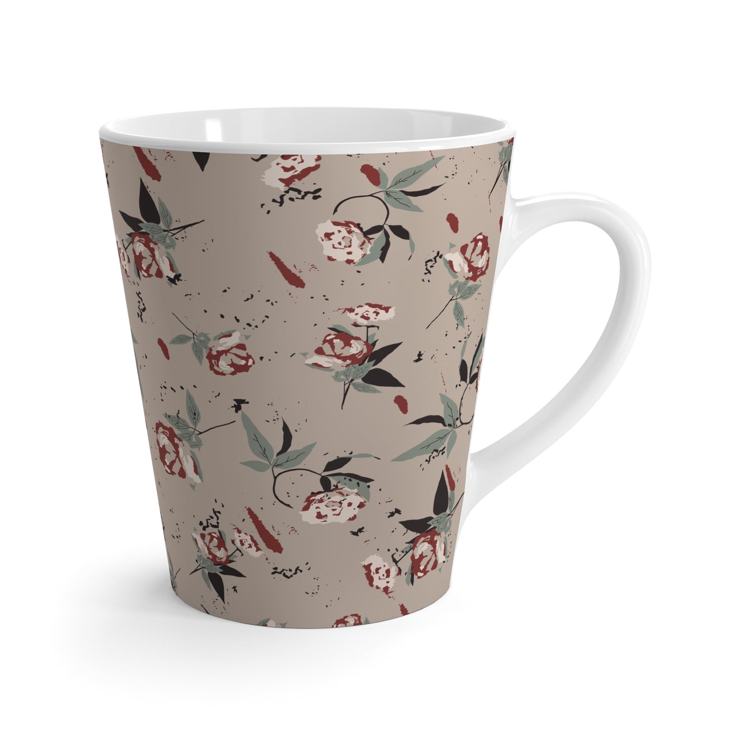 Latte Mug : Vintage Rose Print