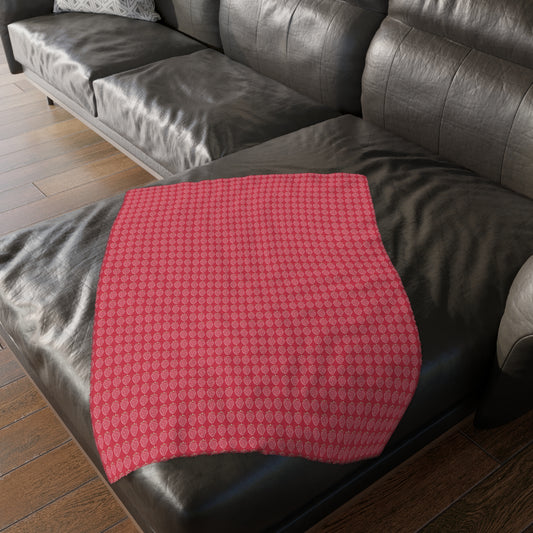 Cozy Velveteen Microfiber Blanket - Strawberry Stamp print