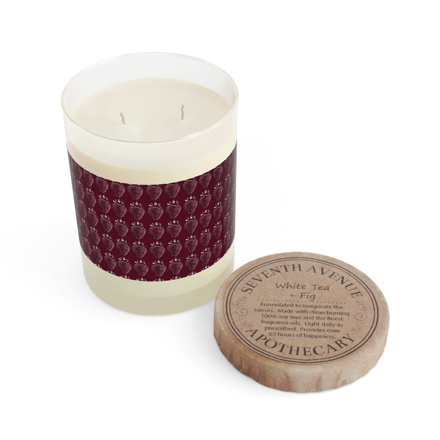 Strawberry Stamp Scented Candle in Cranberry