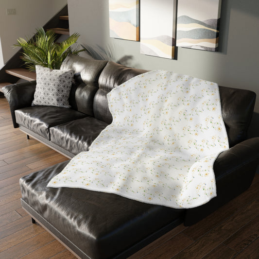 Butter Yellow Vining Velveteen Blanket