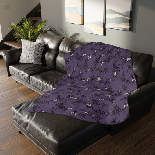 Velveteen Blanket - Autumn Daisy in Deep Purple