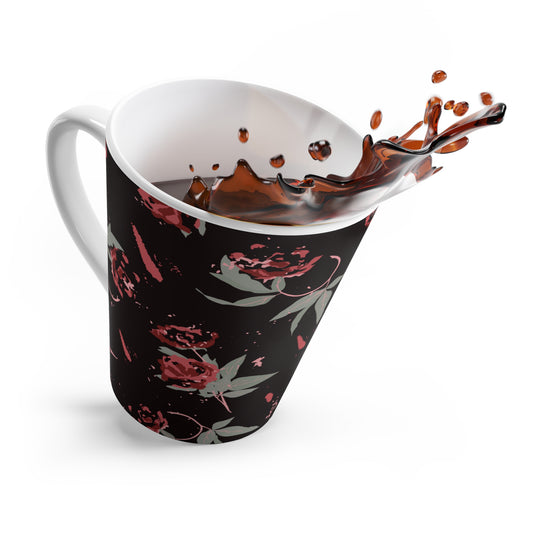 Latte Mug : Black Rose Lipstick Print