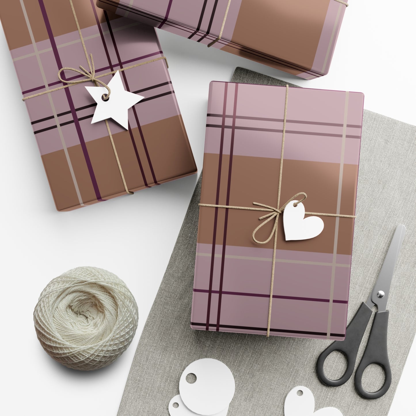 Pink & Pumpkin Plaid Gift Wrap Paper