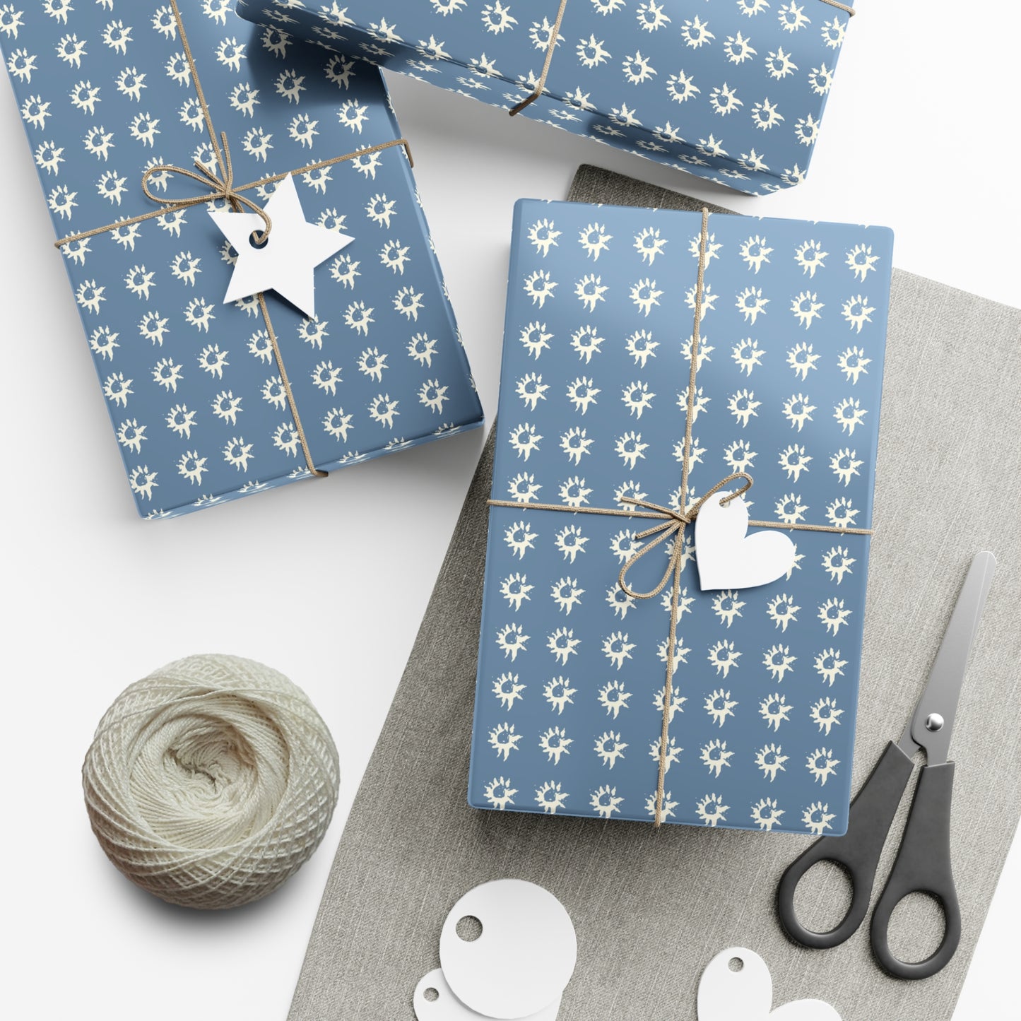 Wrapping Papers : Denim Geo Star Print