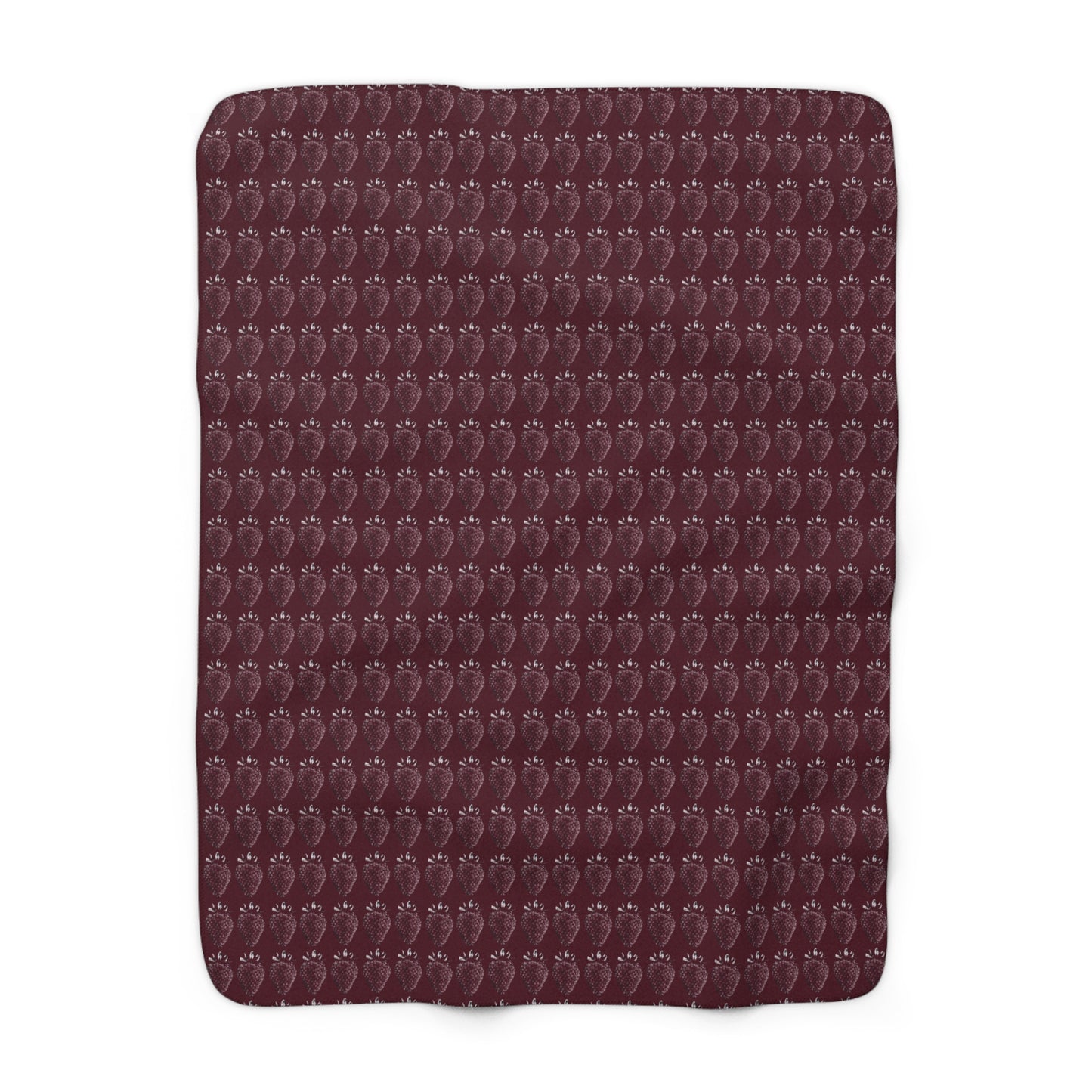 Strawberry Stamp Sherpa Fleece Blanket in Cranberry