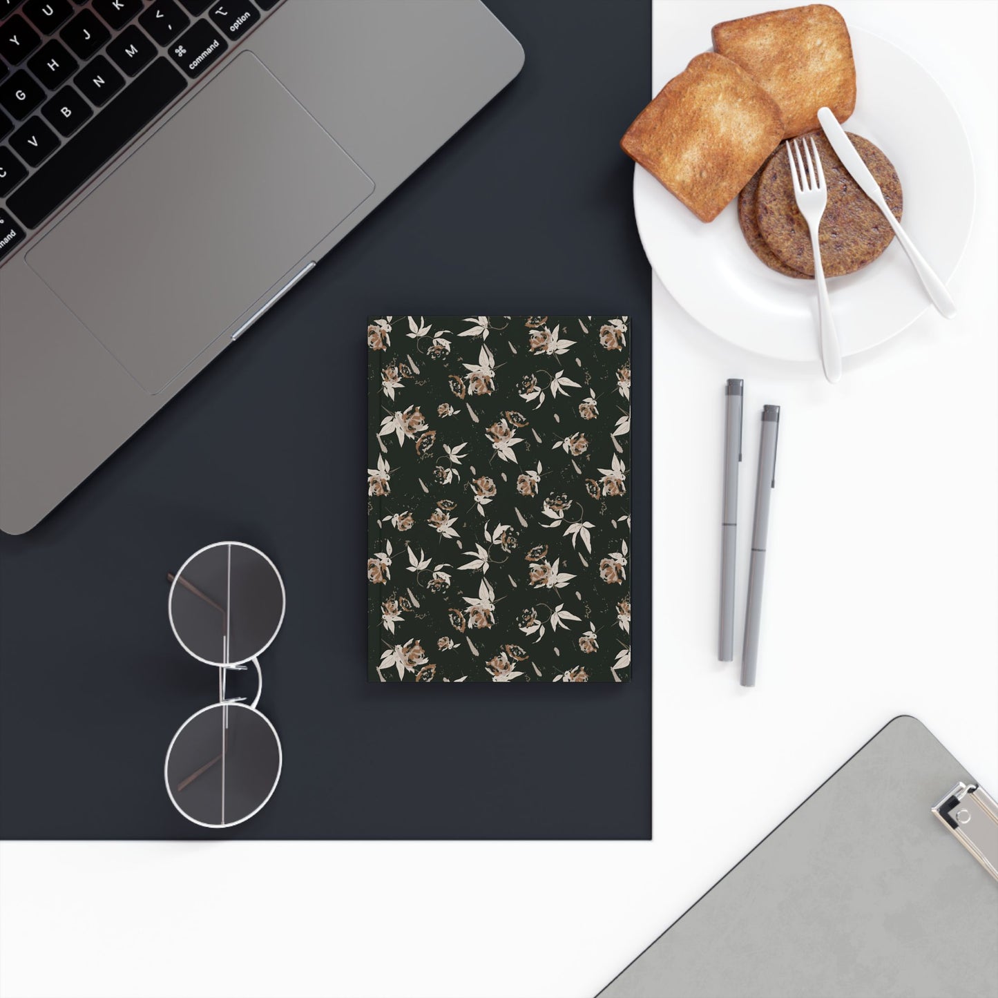 Hard Backed Journal : Evergreen Rose Print