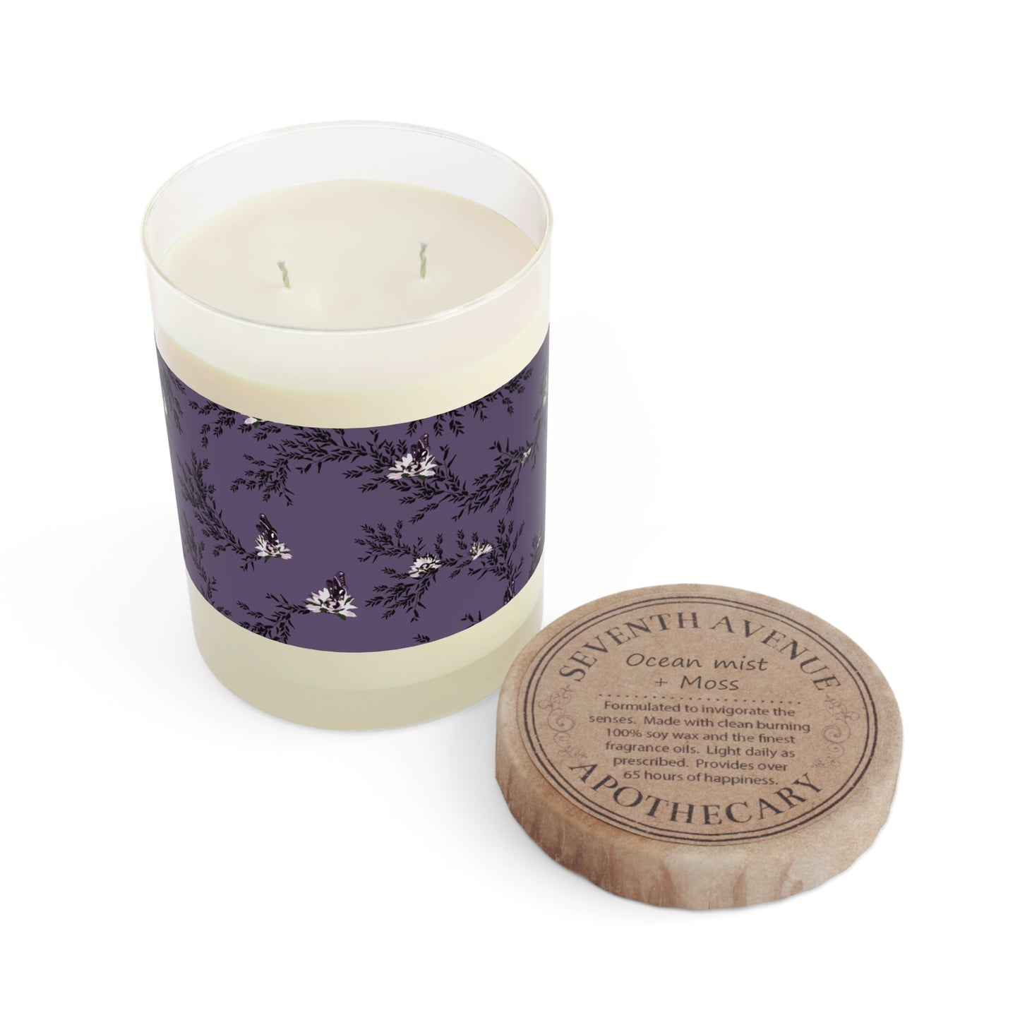 Autumn Daisy Scented Candle in deep purple - Full Glass, 11oz