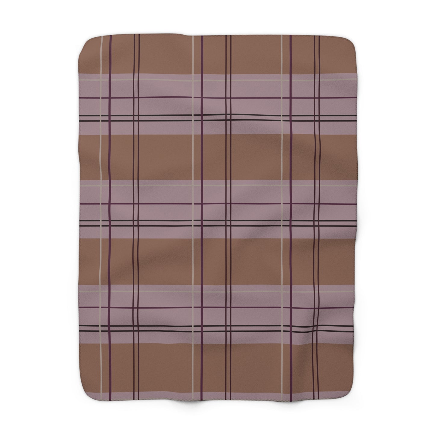 Pink & Pumpkin Plaid Sherpa Fleece Blanket