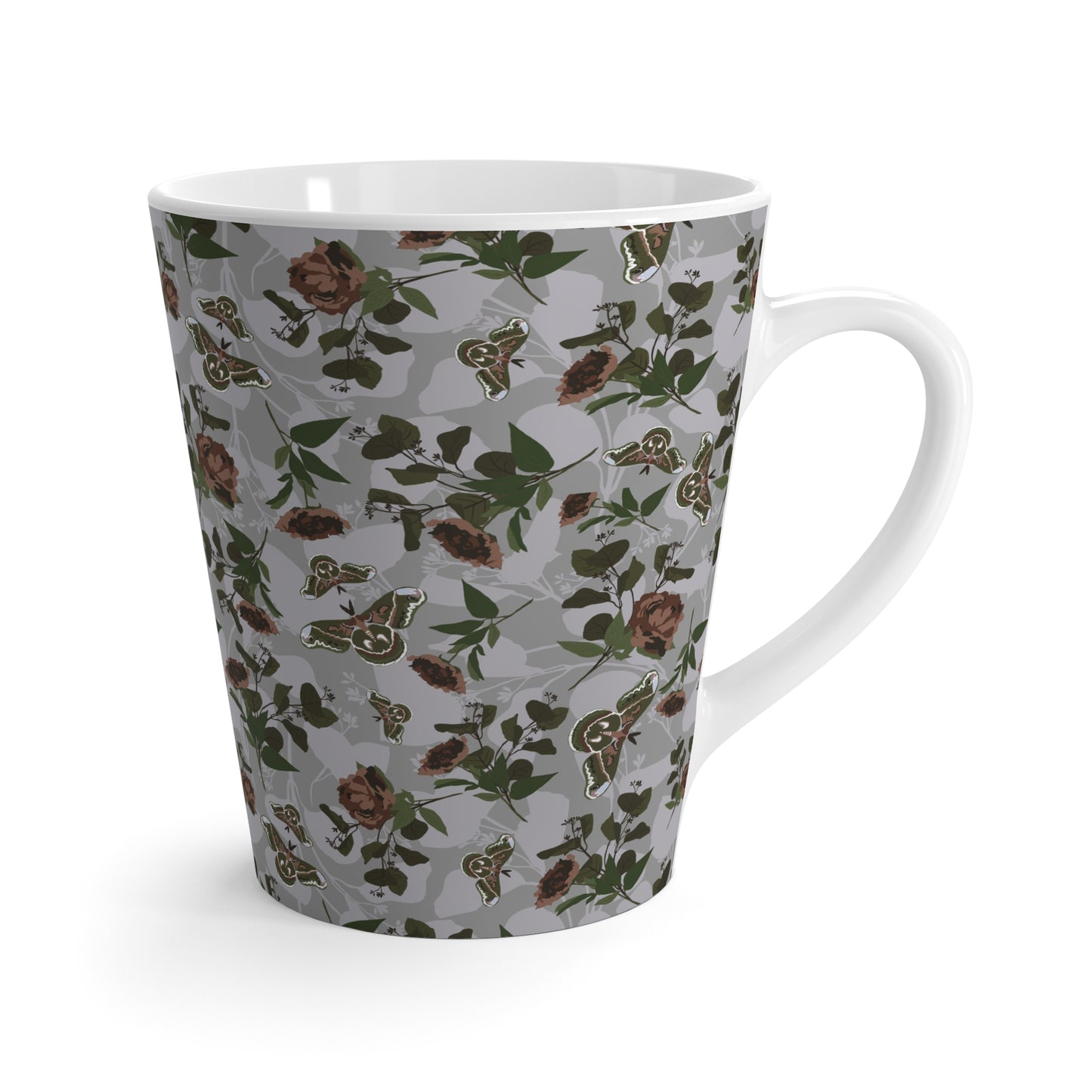 Latte Mug : Green Moth print