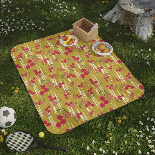 Picnic Blanket - Chartreuse Berry Print