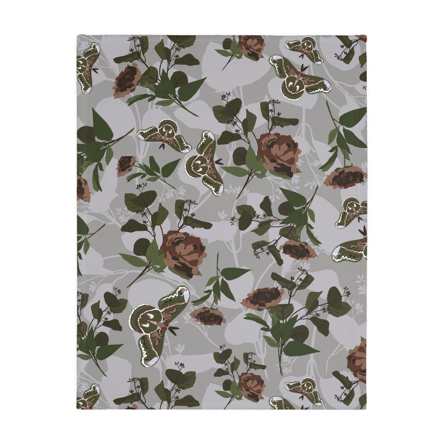 Velveteen Blanket - Green Moth Print