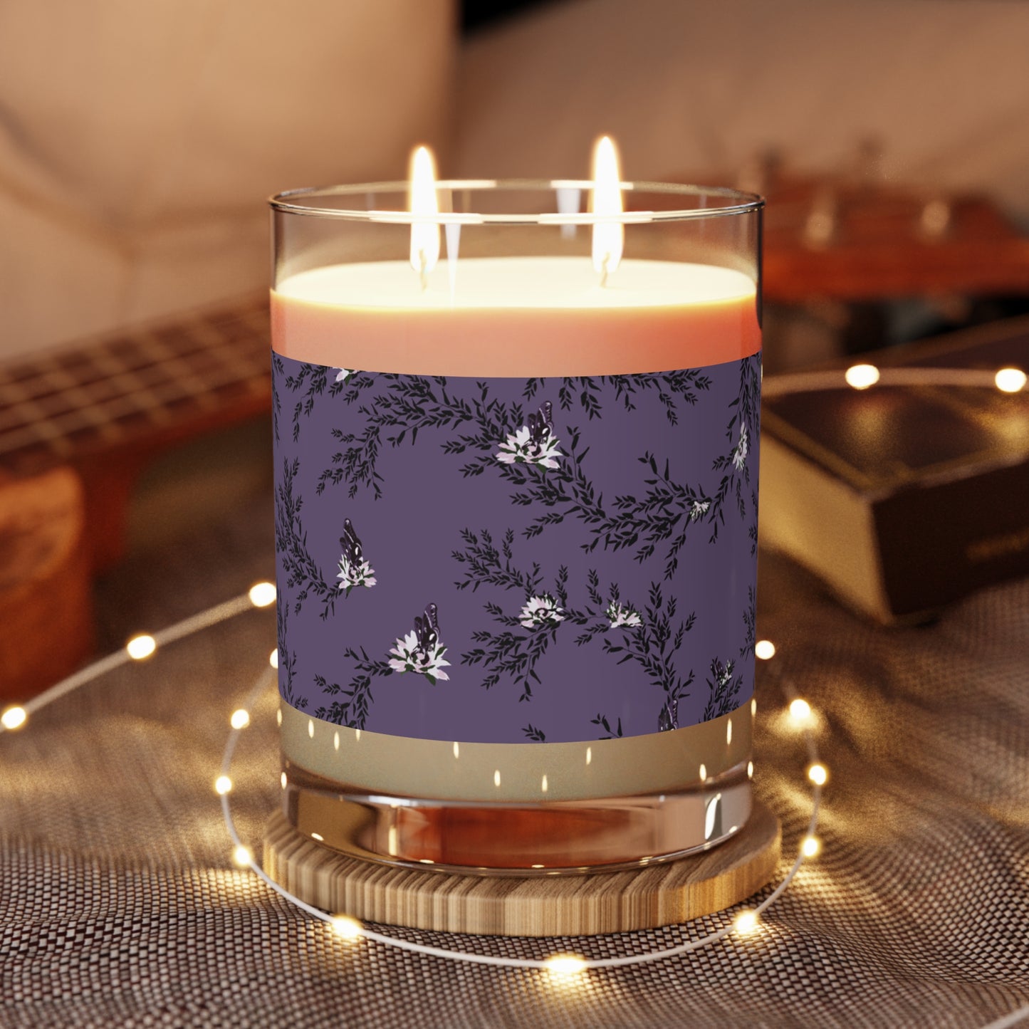 Autumn Daisy Scented Candle in deep purple - Full Glass, 11oz