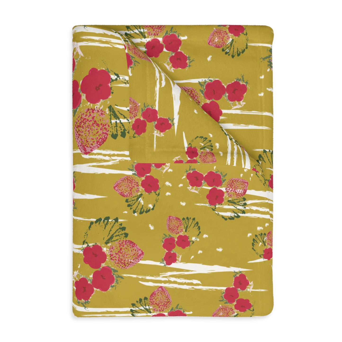 Vibrant Velveteen Blanket - Chartreuse Berry print