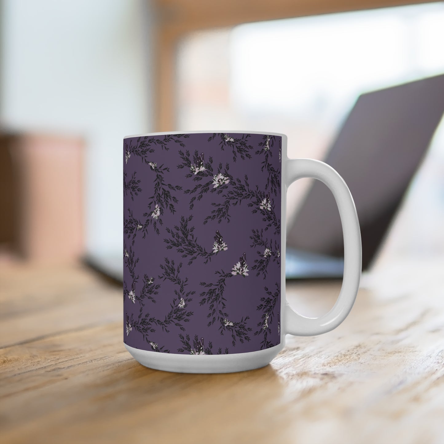 Autumn Daisy Mug 15oz in Huckleberry