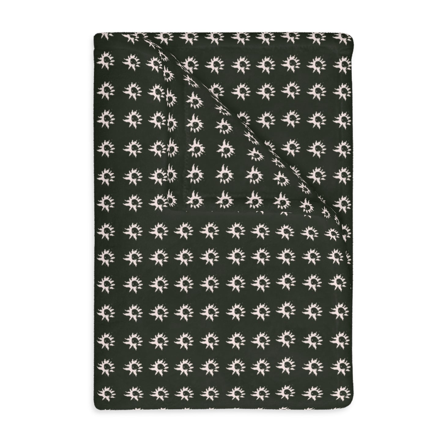 Velveteen Blanket Throw :Black Geo Star Print