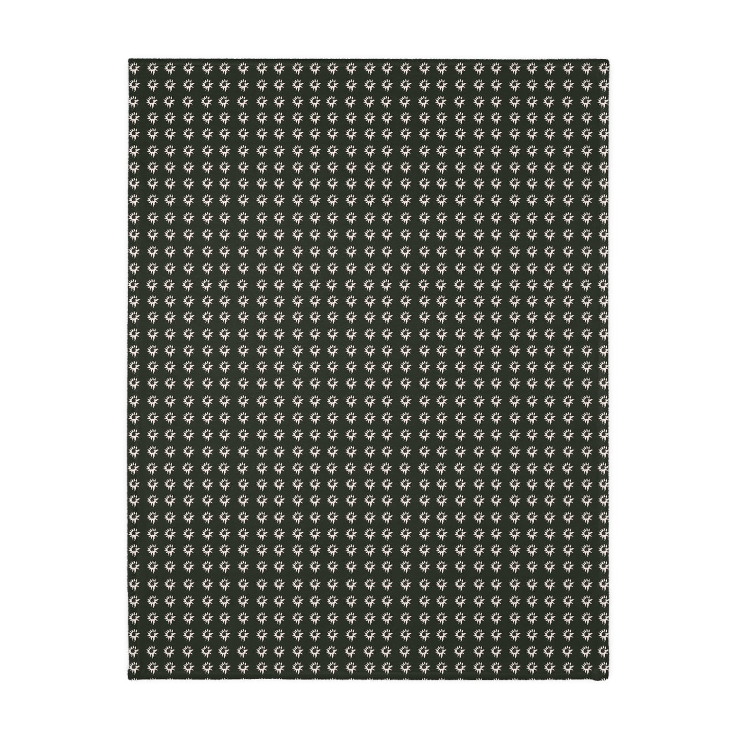 Velveteen Blanket Throw :Black Geo Star Print