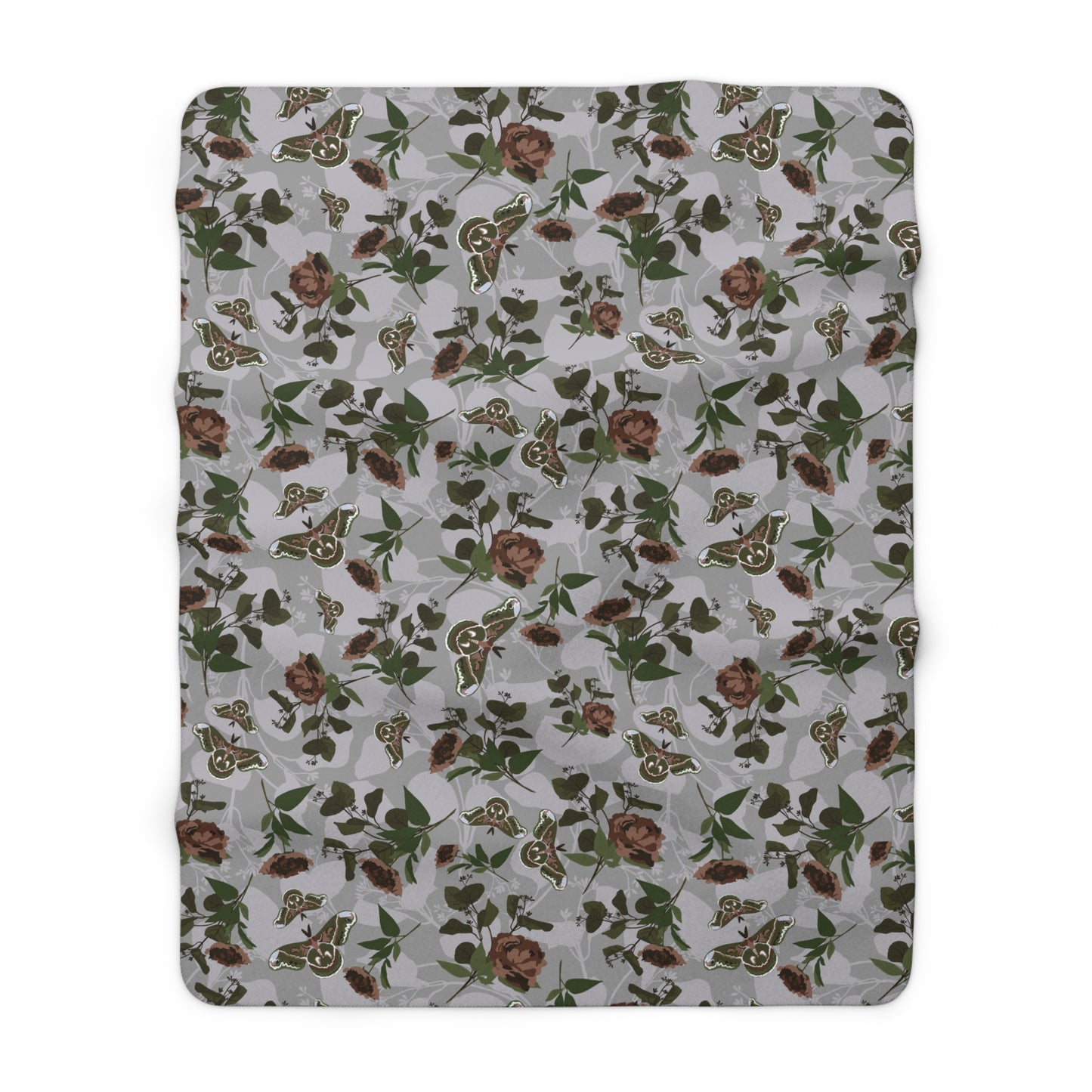 Green Moth Sherpa Fleece Blanket