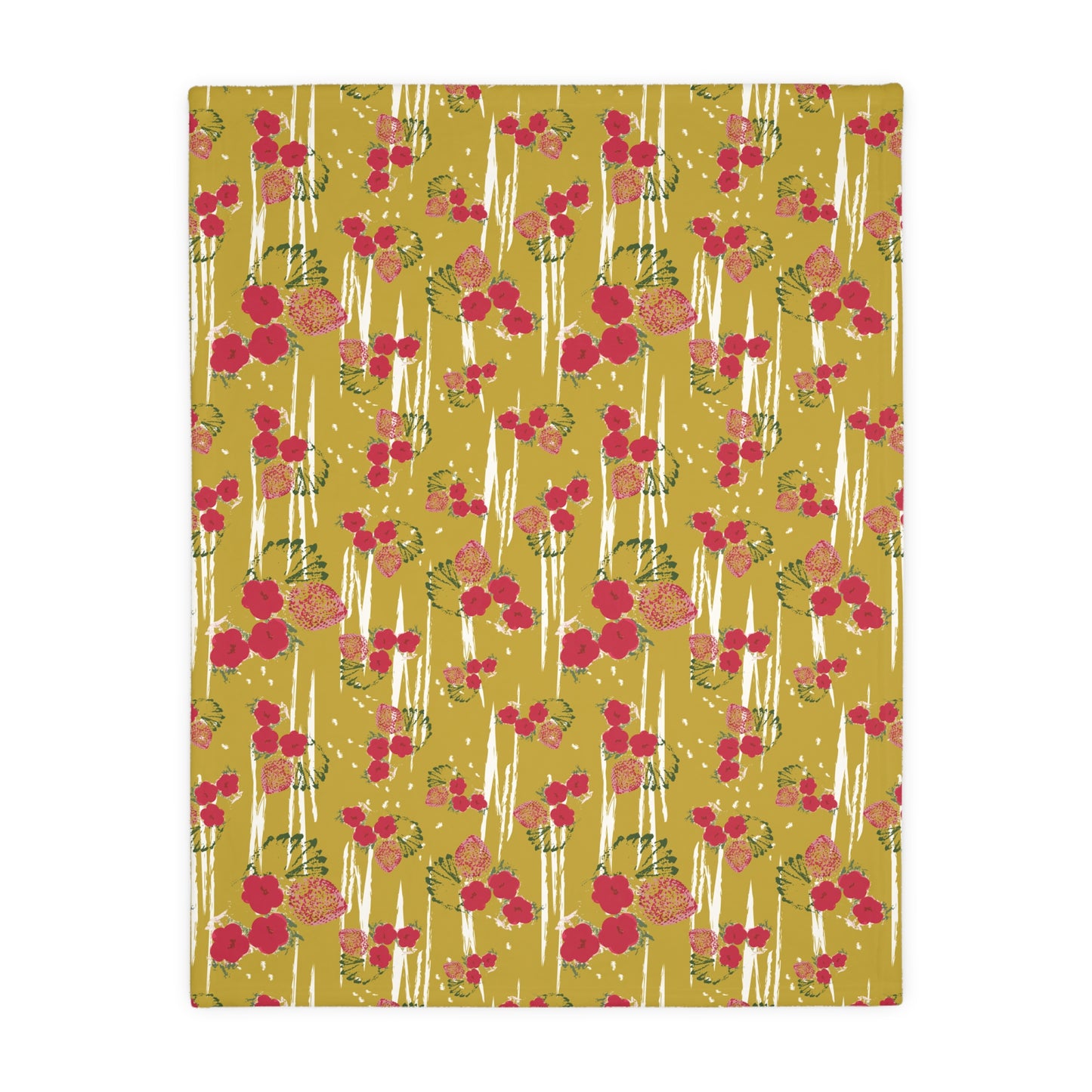 Vibrant Velveteen Blanket - Chartreuse Berry print