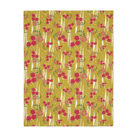 Vibrant Velveteen Blanket - Chartreuse Berry print