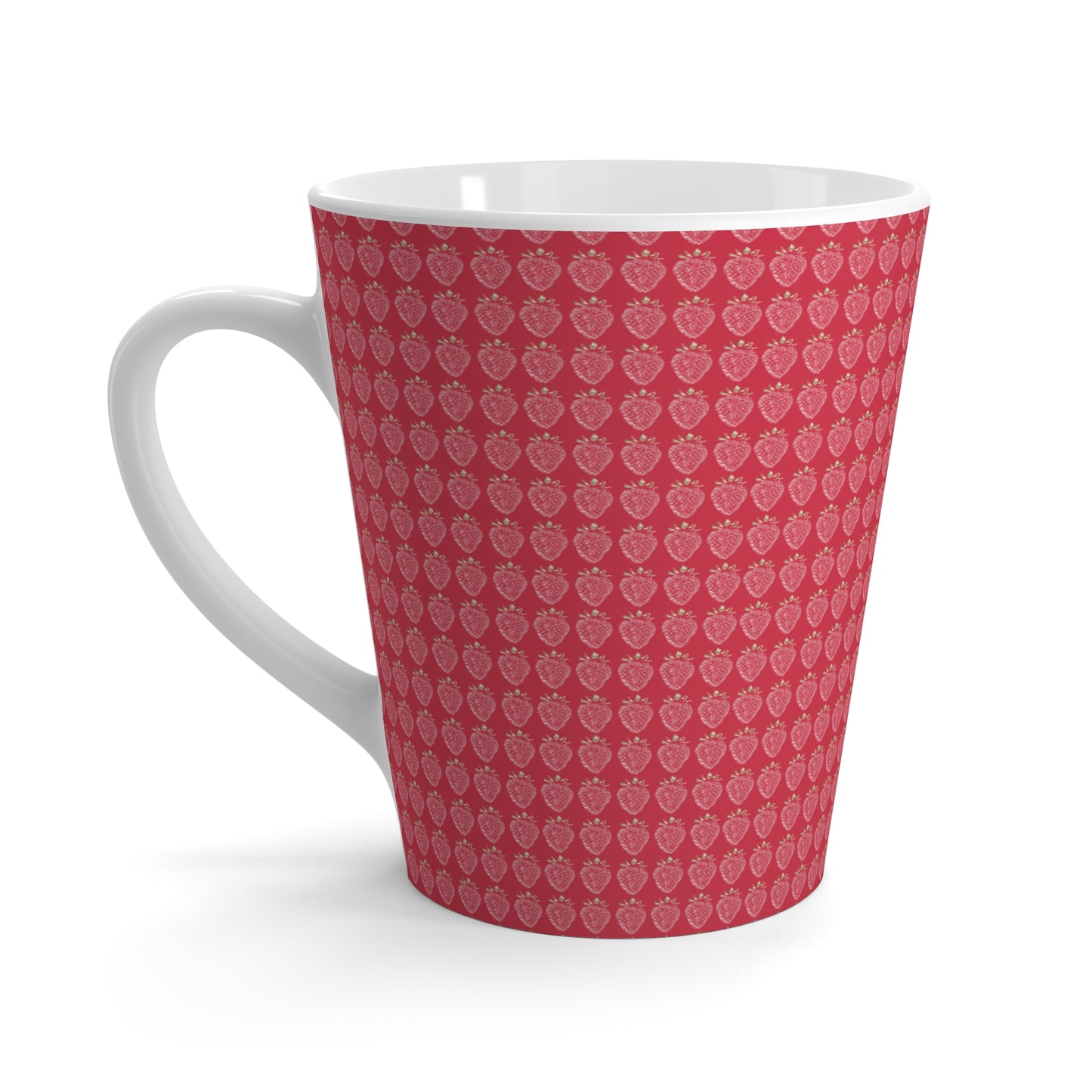 Latte Mug : Strawberry Stamp Hot Pink print