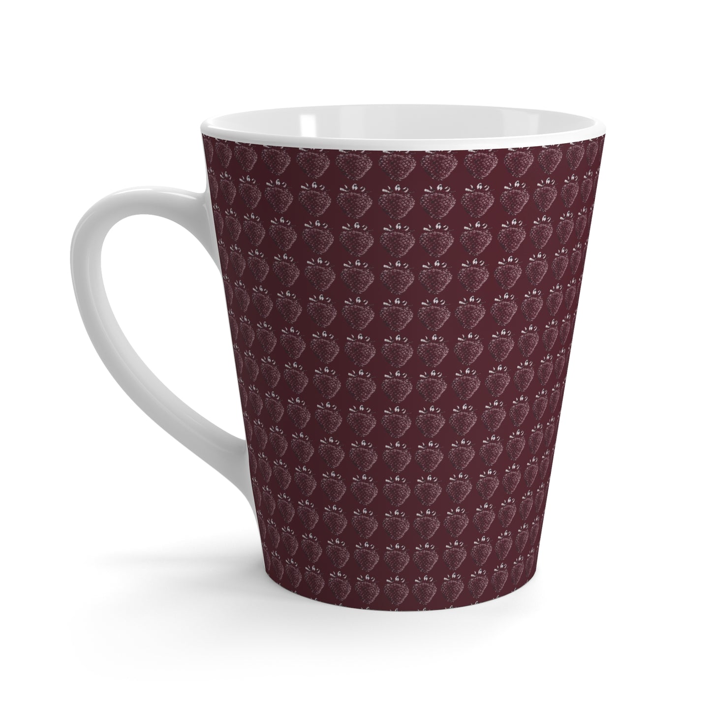 Latte Mug : Strawberry Stamp in Cranberry print