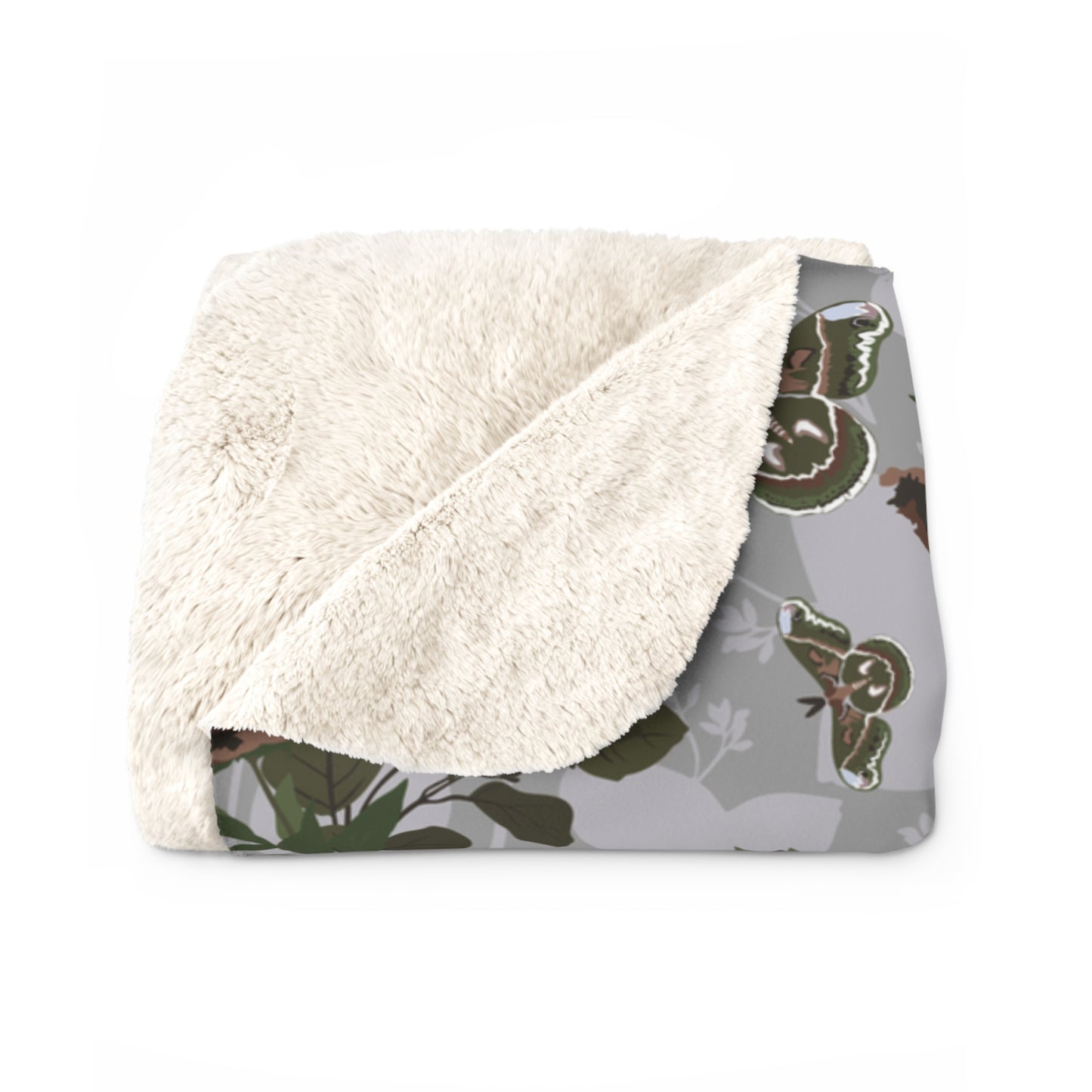 Green Moth Sherpa Fleece Blanket